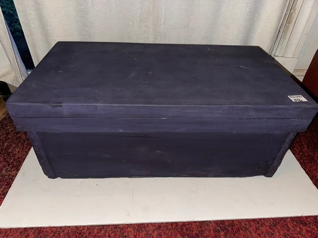 PAINTED BLUE ANTIQUE COVERED 1 DRW. PRIMITIVE BOX (1 of 4)