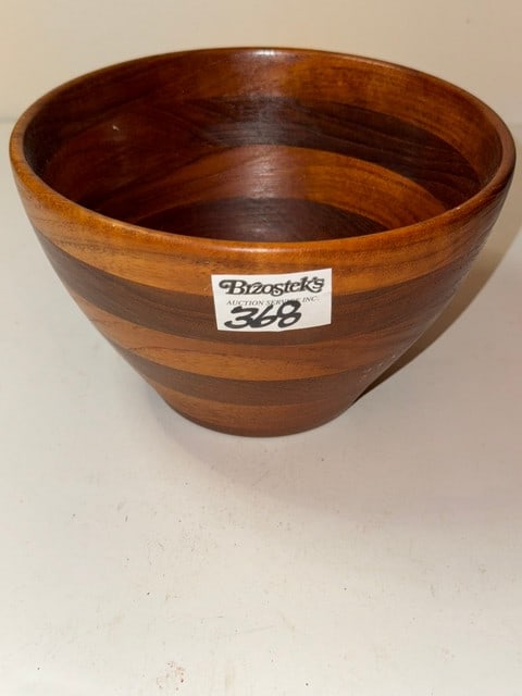 ILLUM'S BOLIGHUS DENMARK TURNED BOWL WIGGERS TEAK, 7.5" DIA. X 4.75"H (1 of 2)