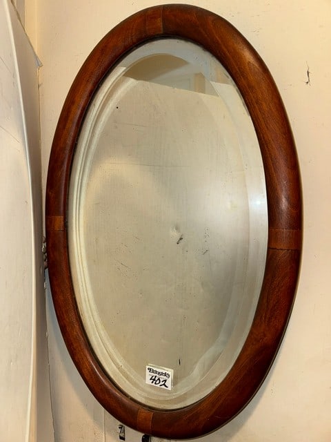 MAHOGANY FRAMED BEVELED OVAL MIRROR (1 of 1)