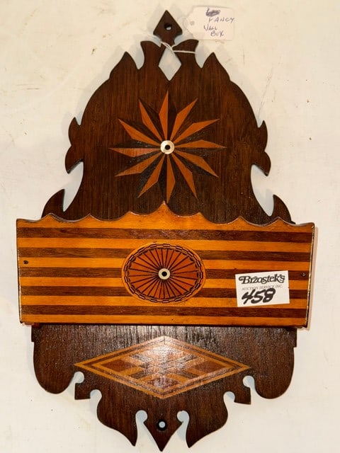 INLAID PINWHEEL WALL BOX, 8.5"W X 3"D X 14"L: W/MOTHER OF PEARL INLAY