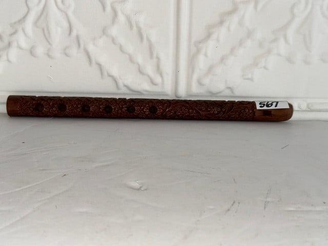CARVED WOODEN FLUTE FROM DELHI, INDIA (1 of 3)