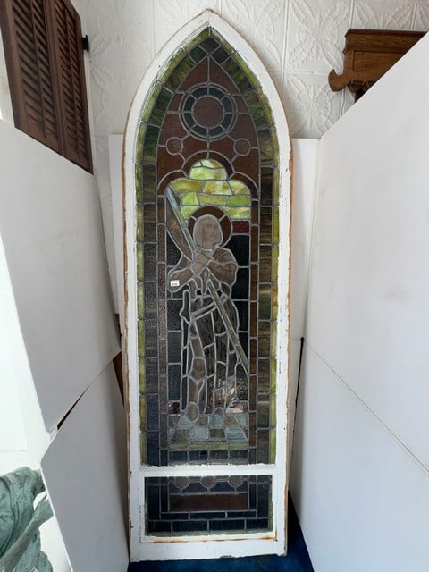 STAINED GLASS CHURCH WINDOW FROM OLD ST PAULS CATHOLIC CHURCH, BLACK RIVER NY, (1 of 5)