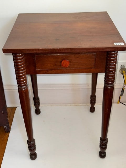 CHERRY TURN LEG 1 DRW. NIGHT STAND, 20"W X 19.5"D X 28"H (1 of 3)