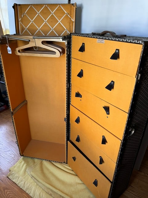 GOYARD PARIS STEAMER WARDROBE STEAMER TRUNK 233, RUE SAINT-HONORE 23"X22.5"X51.5" (1 of 17)