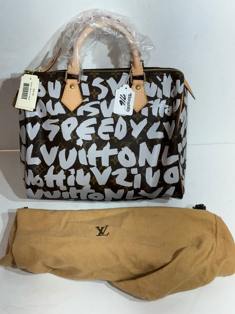 AUTHENTIC LOUIS VUITTON GRAFFITI SPEEDY-SILVER DESIGNER STEPEN SPROUSE, LOCK & KEYS (1 of 8)