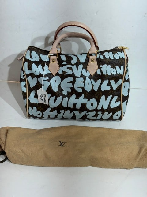AUTHENTIC LOUIS VUITTON GRAFFITI SPEEDY-SILVER DESIGNER STEPEN SPROUSE BAG (1 of 4)