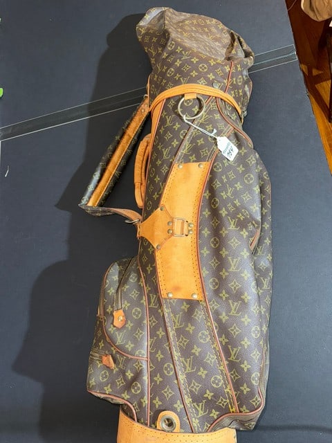 LOUIS VUITTON GOLF CLUB BAG, 34"H PLUS COVER STAMPED LOUIS VUITTON PARIS (1 of 10)