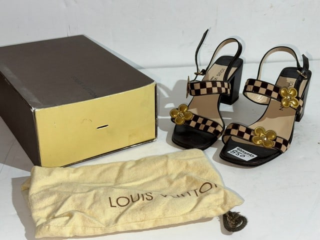LOUIS VUITTON PONYHAIR SLINGBACK SANDALS, SIZE 39.5, JA1001, 3"HEEL (1 of 7)