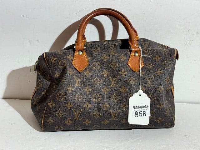 VINTAGE LOUIS VUITTON PURSE W/ZIIPPER TOP 11.5"WX7"H, BROWN MONOGRAM SPEEDY 30 (1 of 5)
