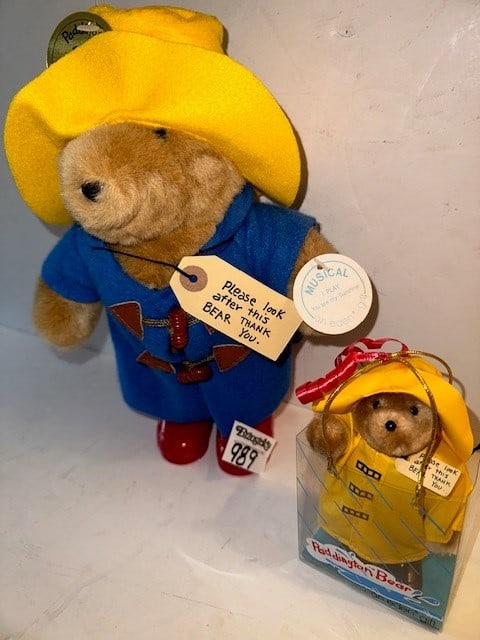 2 PADDINGTON BEARS, 11" TALL IS MUSIC YOU ARE MY SUNSHINE & 5" TALL PADDINGTON: 2 PADDINGTON BEARS, 11" TALL IS MUSIC YOU ARE MY SUNSHINE & 5" TALL PADDINGTON