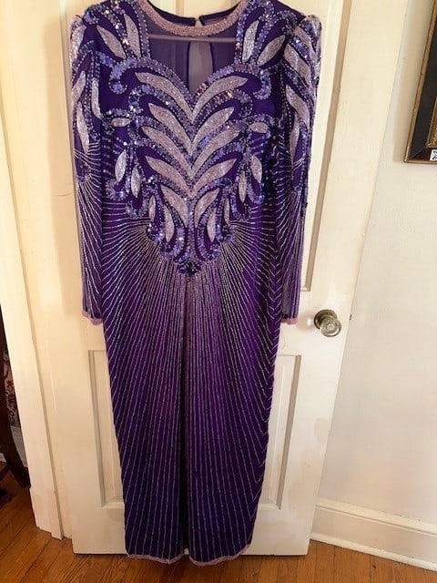 SCALA MILAN PARIS LOS ANGLELES LADIES BEADED EVENING DRESS 100% SILK-LINING (1 of 3)