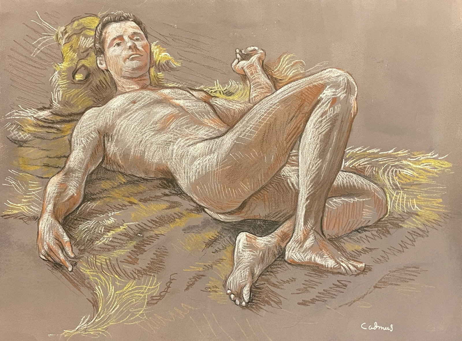 Paul Cadmus (1904-1999), Signed: Paul Cadmus, SignedThe drawing is done in the well-known style of Paul Cadmus.He was an American painter, known for his paintings and drawings of male nudes. His work combines elements of homoeroticis