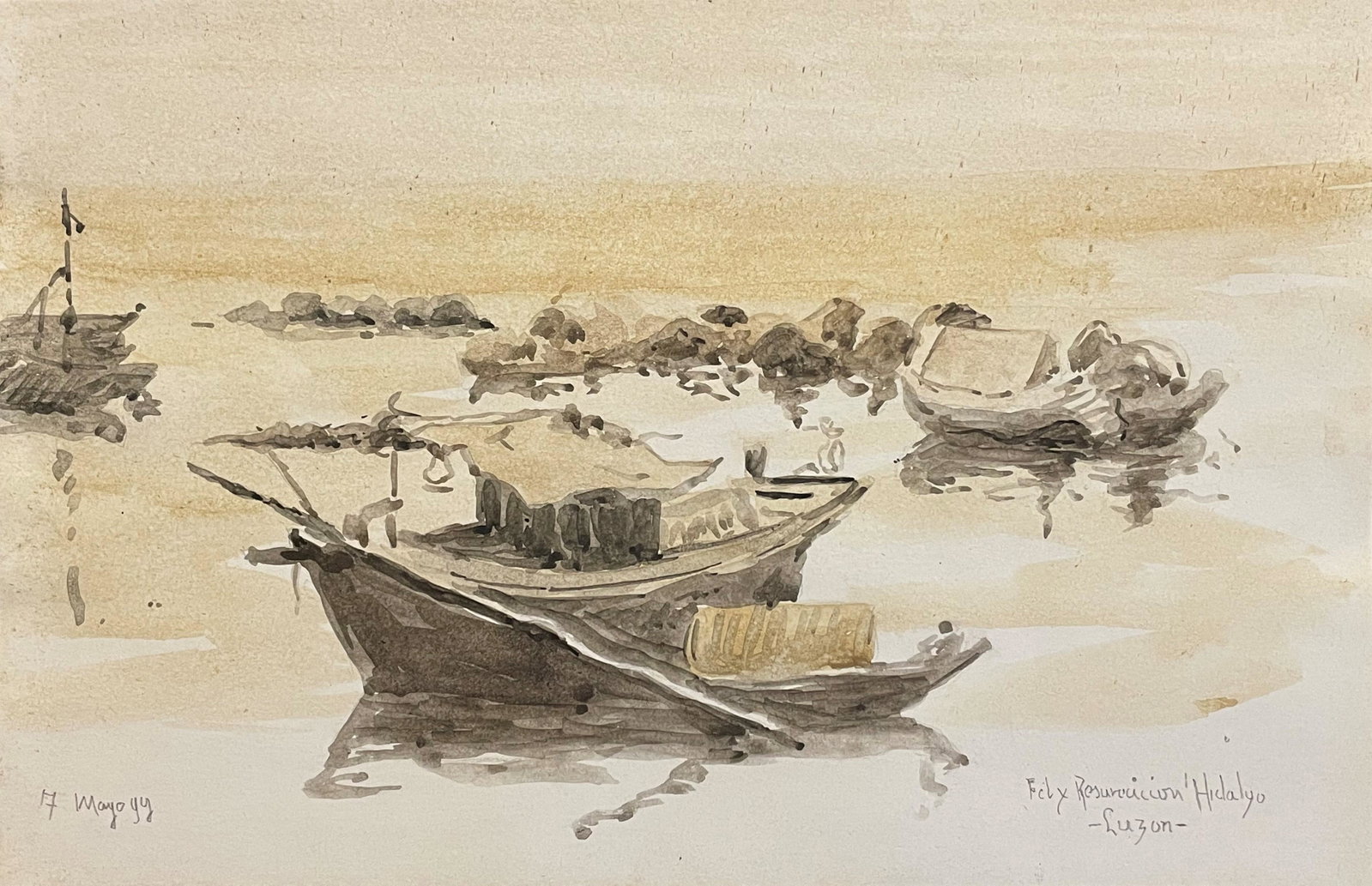 FÃ©lix ResurrecciÃ³n Hidalgo (1855-1913), Signed: Felix Resurrection Hidalgo, SignedThe drawing is done in the well-known style of Felix Resurrection Hidalgo.He was held in high esteem by the Filipino enlightened group, although he was never directly