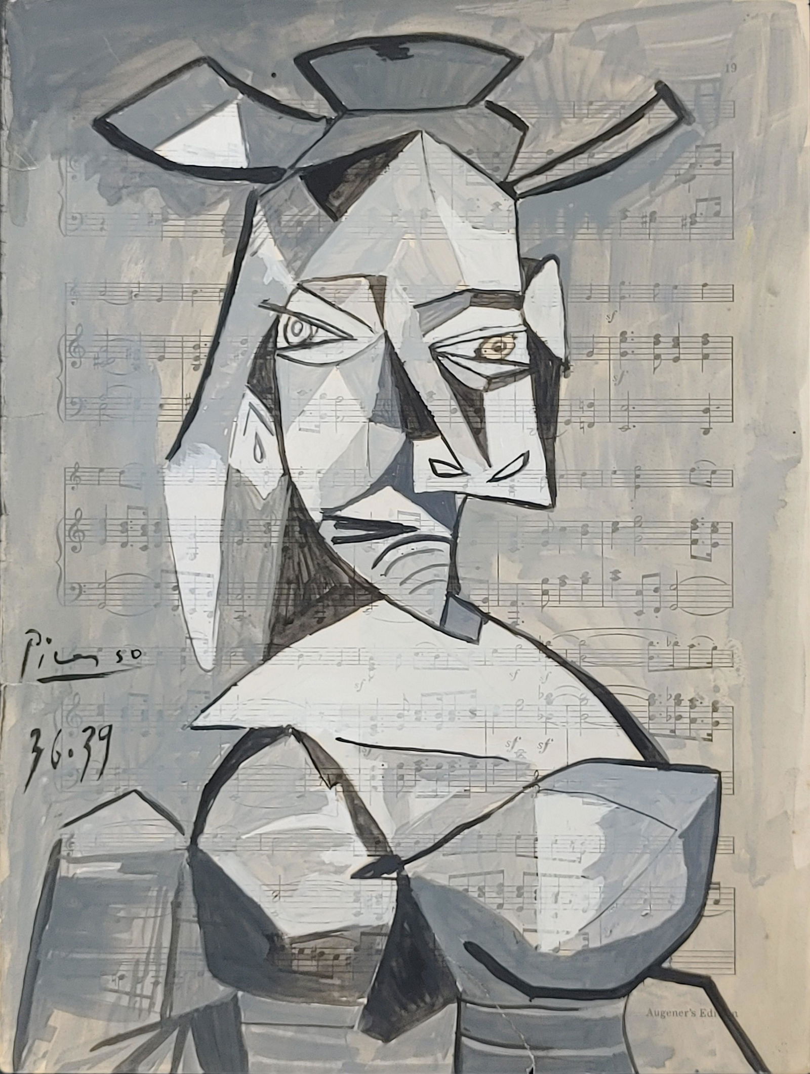 After - Pablo Ruiz Picasso (1881-1973) Watercolor on Paper: After - Pablo Ruiz Picasso. Pablo Ruiz Picasso was a Spanish painter and sculptor, creator, along with Georges Braque, of Cubism. He is considered since the beginning of the 20th century as one of the