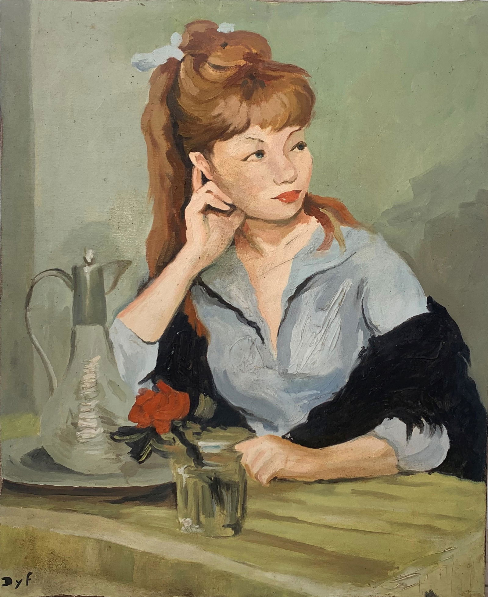 After - Marcel Dyf (1899-1985) Oil on canvas: After - Amedeo Modigliani , Framed painting size: x inchesFrameless painting size: x inches.Note: Please study the images carefully to determine the condition of this vintage photograph. so the actual