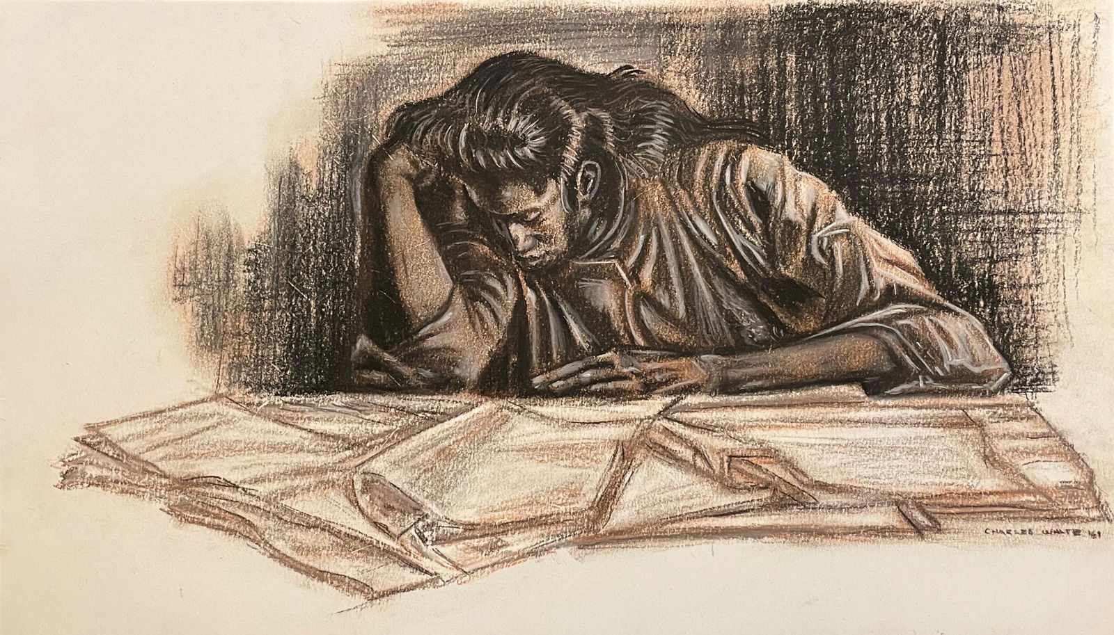 After - Charles White (1918-1979) Mixed technique on Paper (1 of 2)
