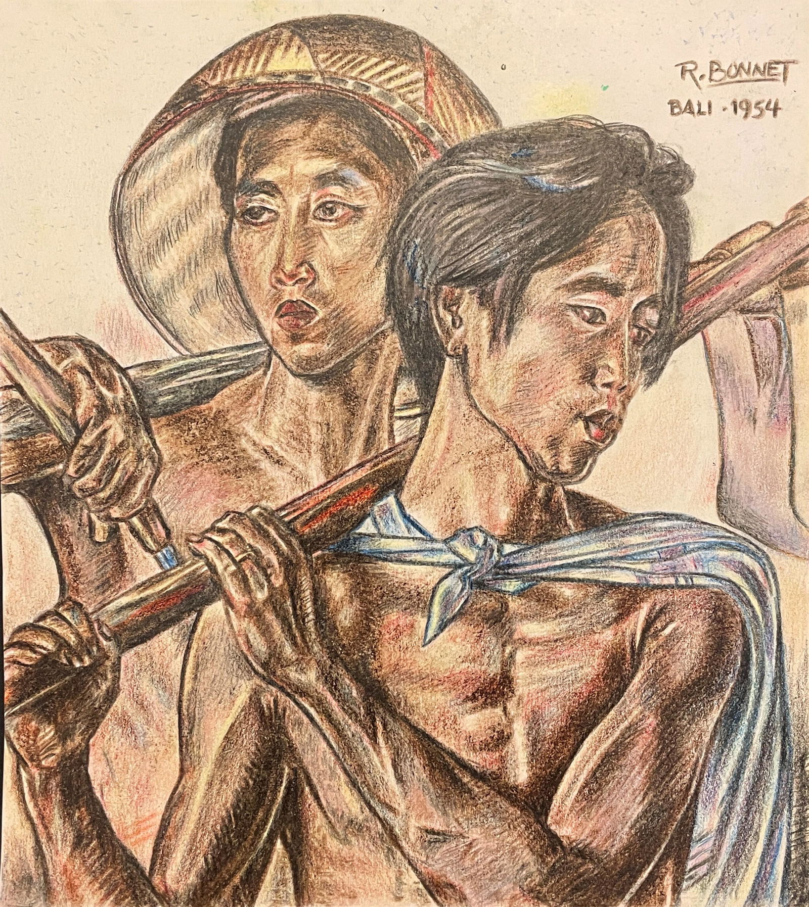 Rudolf Bonnet (1895-1978) Chalk, pastel and watercolor on Paper  In the style of (1 of 2)