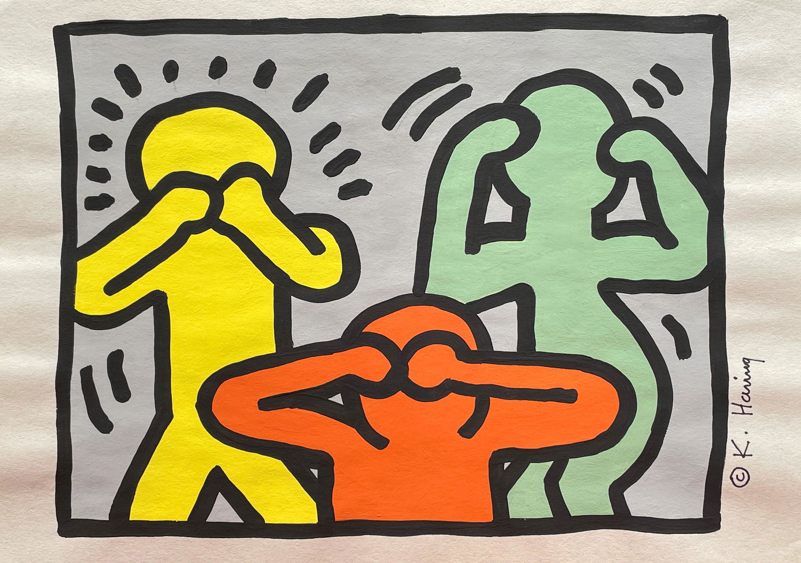 Keith Allen Haring (1918-1979) Drawing on paper In the style of (1 of 2)