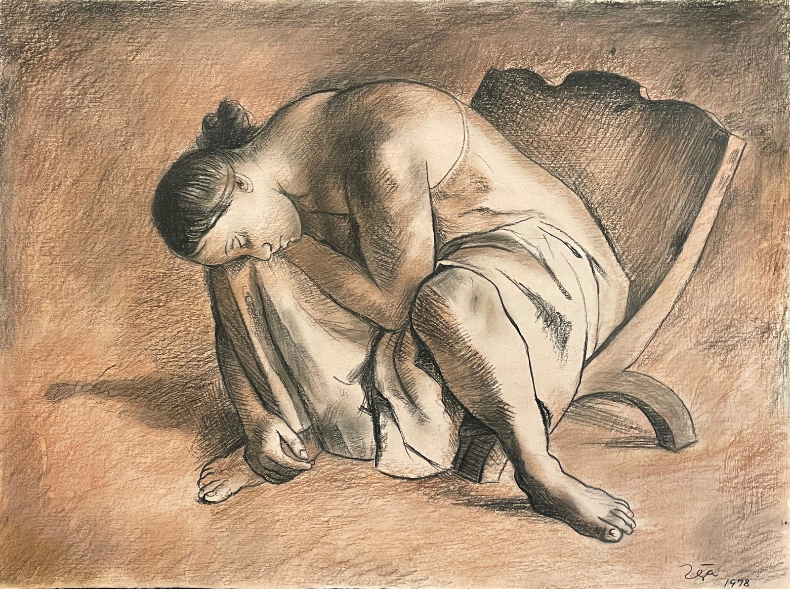Francisco Zuniga (1912-1998): Drawing on paper. Good condition, no breaks or damage. Note: All pieces in this catalog are sold in the artist's style, which means that the piece may have been painted by the artist or by someone els