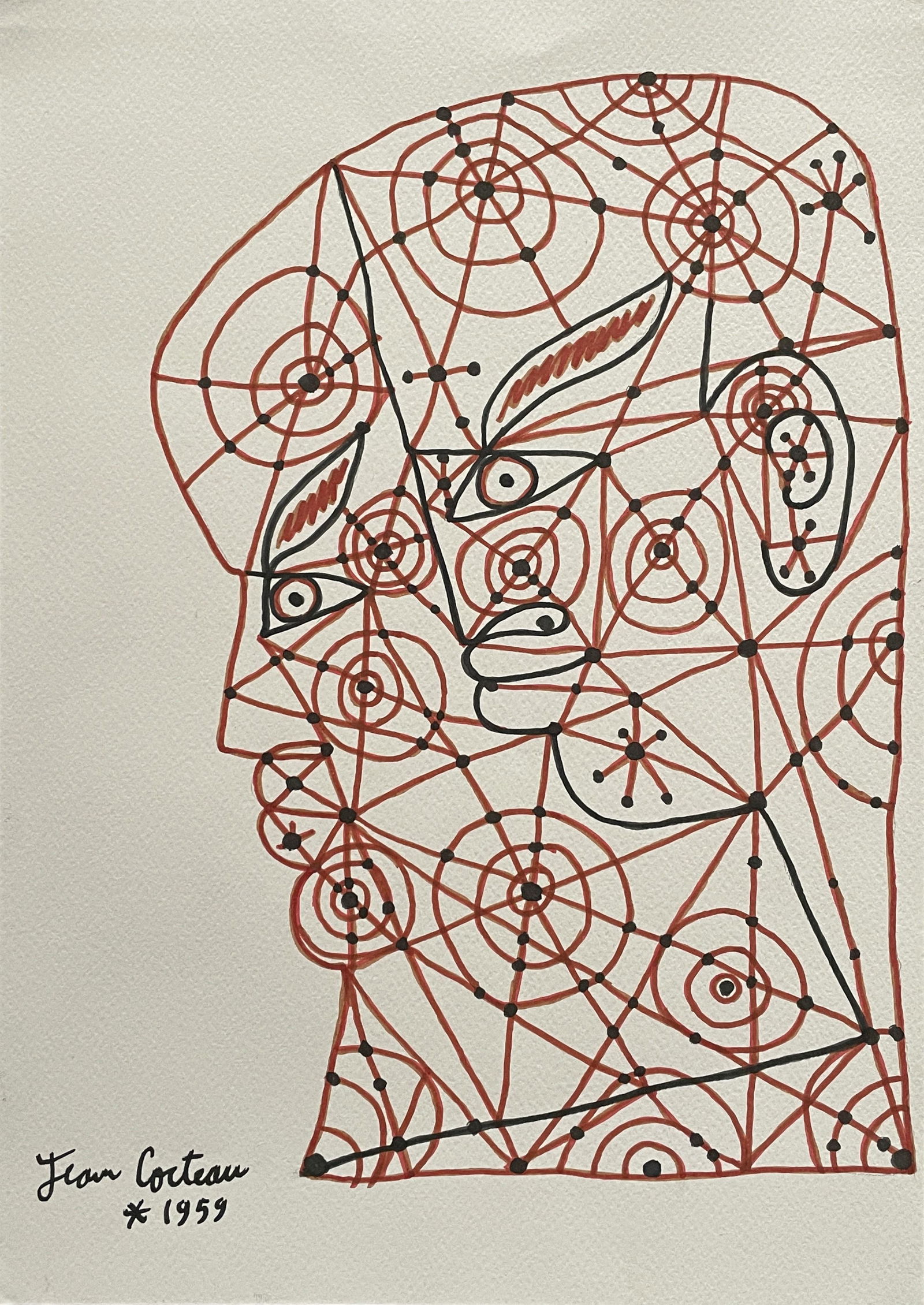 Jean Cocteau (1889-1963): Drawing on paper. Good condition, no breaks or damage. Note: All pieces in this catalog are sold in the artist's style, which means that the piece may have been painted by the artist or by someone els