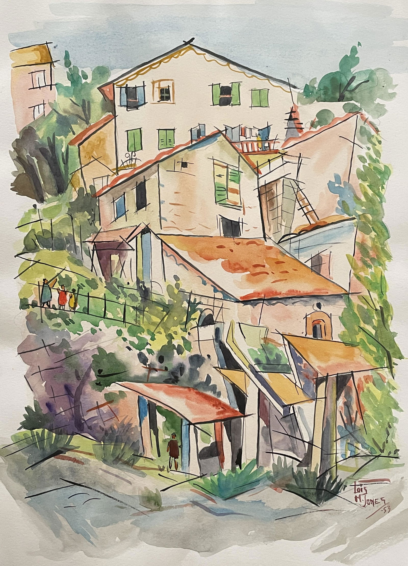 Lois Mailou Jones (1905 - 1998): Drawing on paper. Good condition, no breaks or damage. Note: All pieces in this catalog are sold in the artist's style, which means that the piece may have been painted by the artist or by someone els