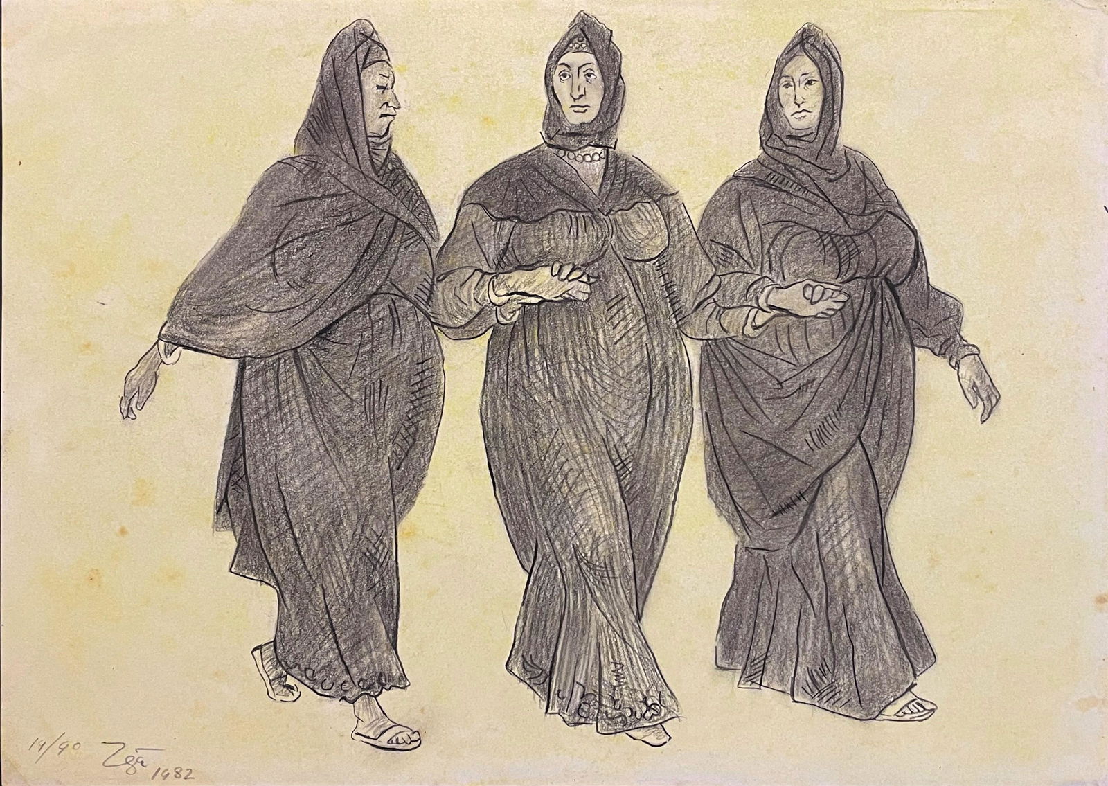 Francisco Zuniga (1912-1998): Drawing on paper. Good condition, no breaks or damage. Note: All pieces in this catalog are sold in the artist's style, which means that the piece may have been painted by the artist or by someone els