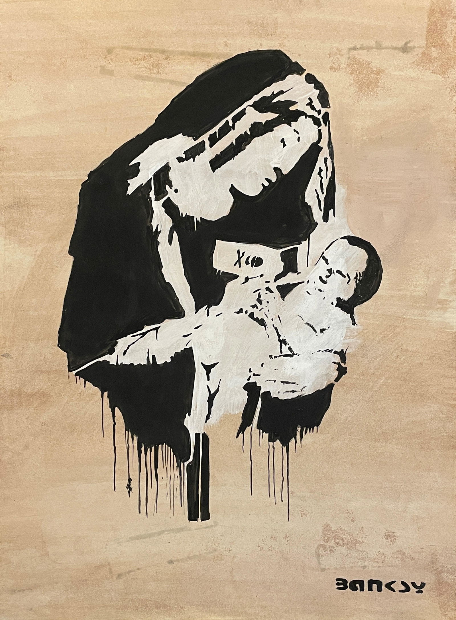 Banksy (1974): Drawing on paper. Good condition, no breaks or damage. Note: All pieces in this catalog are sold in the artist's style, which means that the piece may have been painted by the artist or by someone els