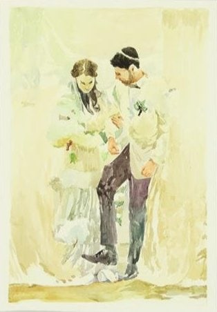 Jatan Ve'Kalah - Watercolor on Paper, COA, Signed by the artist. ORIGINAL (1 of 1)