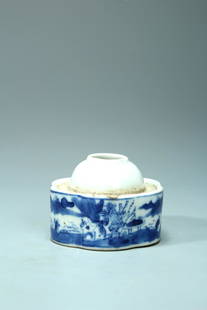 A blue and white watter pot: A blue and white watter potCondition:flawed shoulder7.3*5.4cm