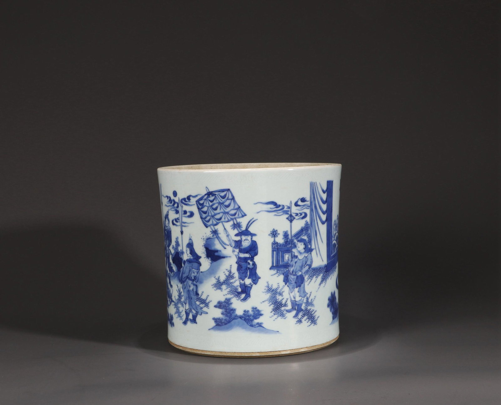 A blue and white figure porcelain brush pot (1 of 7)