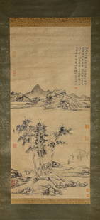 A Chinese Scroll Painting by Ni Zan: W:16 3/4in(42.5cm) H:36 1/4in(92cm)