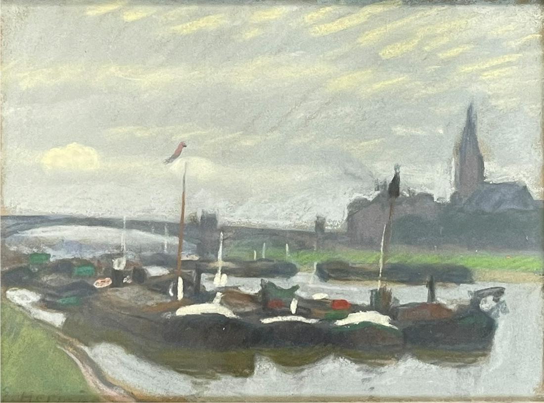 Erich HERMES (1881 - 1971). Cityscape with a view of the Rhine. (1 of 11)