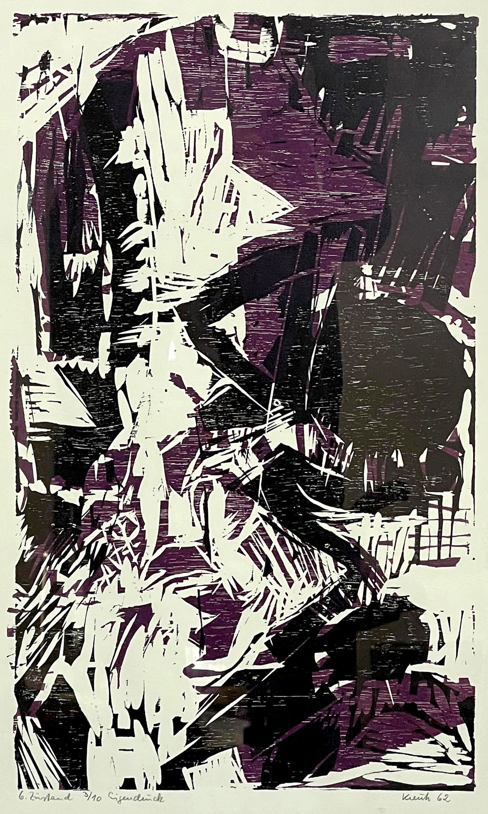 Heinz KREUTZ (1923 - 2016). Composition with dedication, 1962. Own print 3 / 10. (1 of 9)