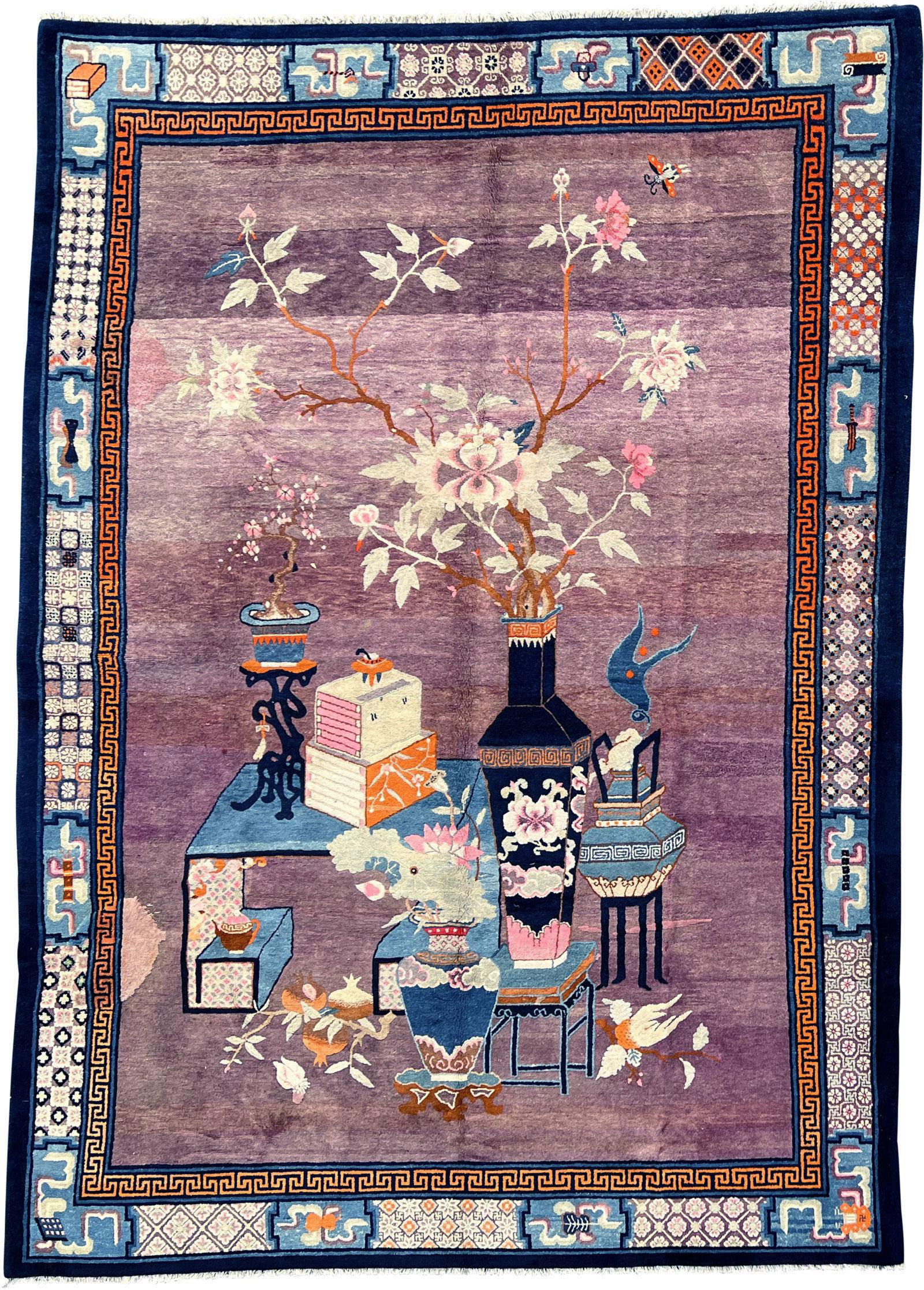 Chinese carpet. Antique, around 1900, with Pao- Tou pattern. (1 of 16)