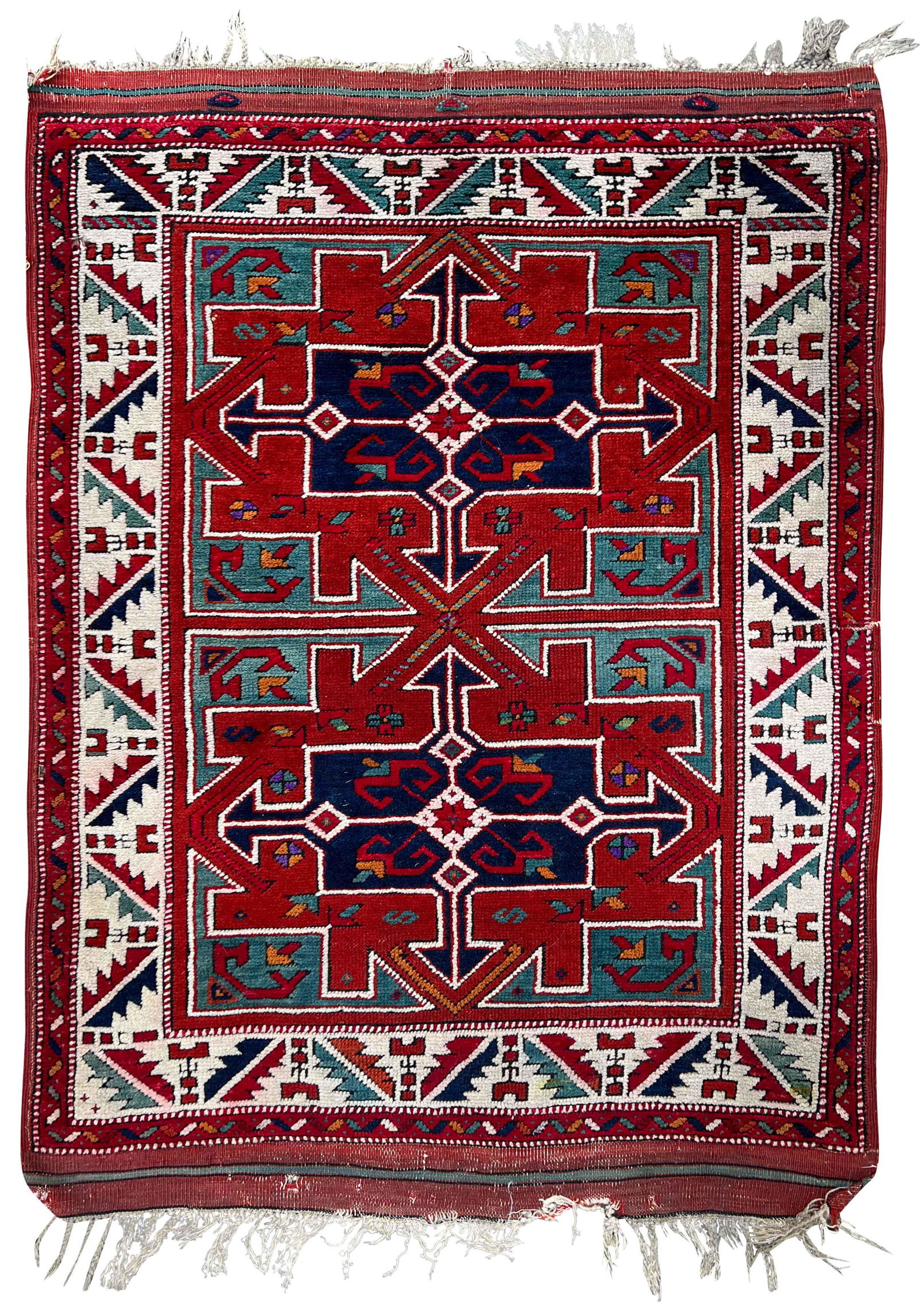 Bergama. Türkei. Antik. Um 1900. - Bergama. Turkey. Antique. Around 1900.: Circa 123 cm x 85 cm. Gemessen mit Elim- Enden. Orientteppich. Antik. Kategorie: Teppiche und Textilien. Approx. 123 cm x 85 cm. Measured with elim-ends. Oriental carpet. Antique. Categories: Carpets