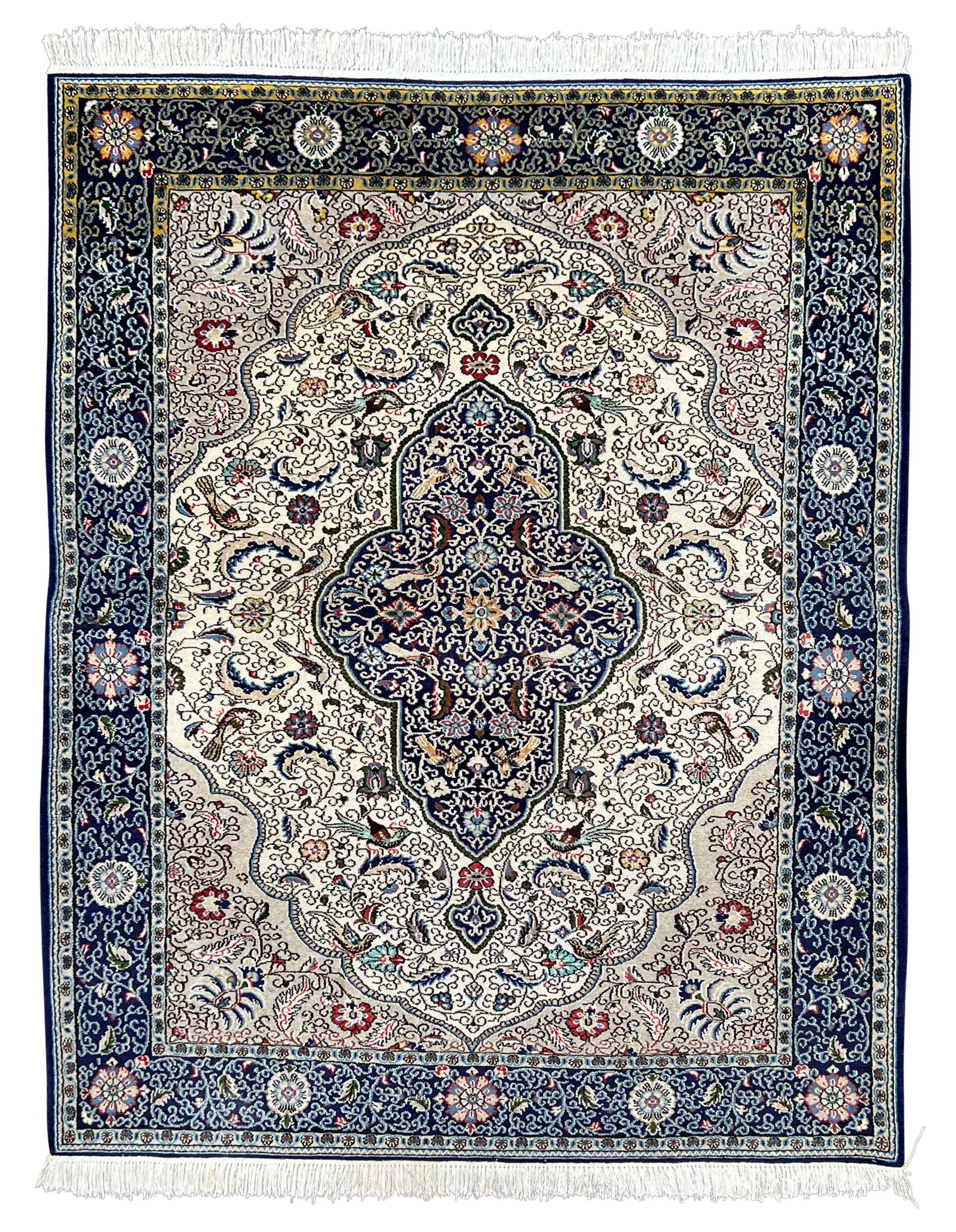 Ghom oriental carpet. Cork wool with silk. Circa 1960. (1 of 12)