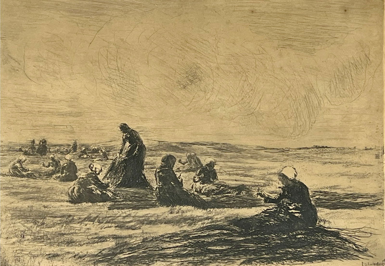 Max LIEBERMANN (1847 - 1935). "Net Mending Women". (1 of 9)