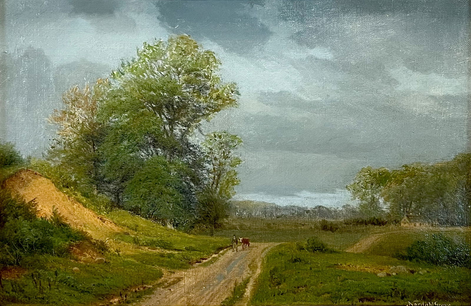 Nordahl GROVE (1822 - 1885). Gewitterstimmung mit Bauer und Kuh.  |  Nordahl GROVE (1822 - 1885). (1 of 9)