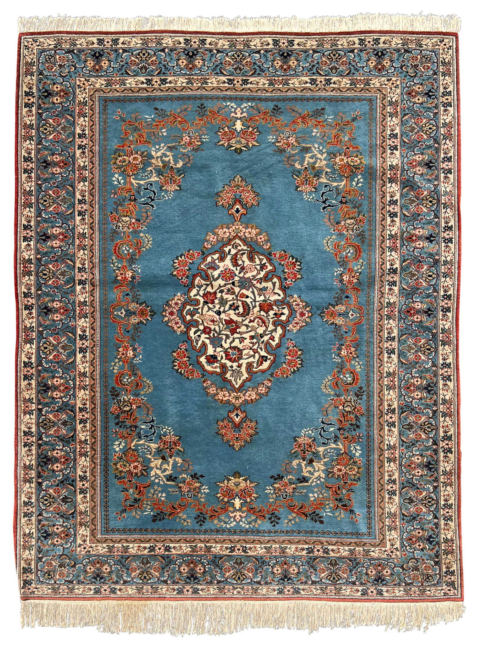 Blaugrundiger Ghom. Feine, elegante Farbe.  |  Blue-ground ghom. Fine, elegant colour. (1 of 9)