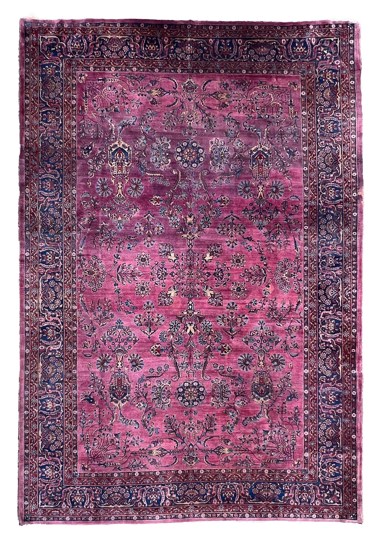 Sarough. Mohajeran. Orientteppich. Um 1900.: Circa 485 cm x 345 cm. Orientteppich. Iran. Perserteppich. Handgeknüpft. Wolle auf Baumwolle. Stellenweise Reparaturstellen. Farbfehlstellen. Offene Kanten. Zustand siehe Fotos. Kategorie: Teppic