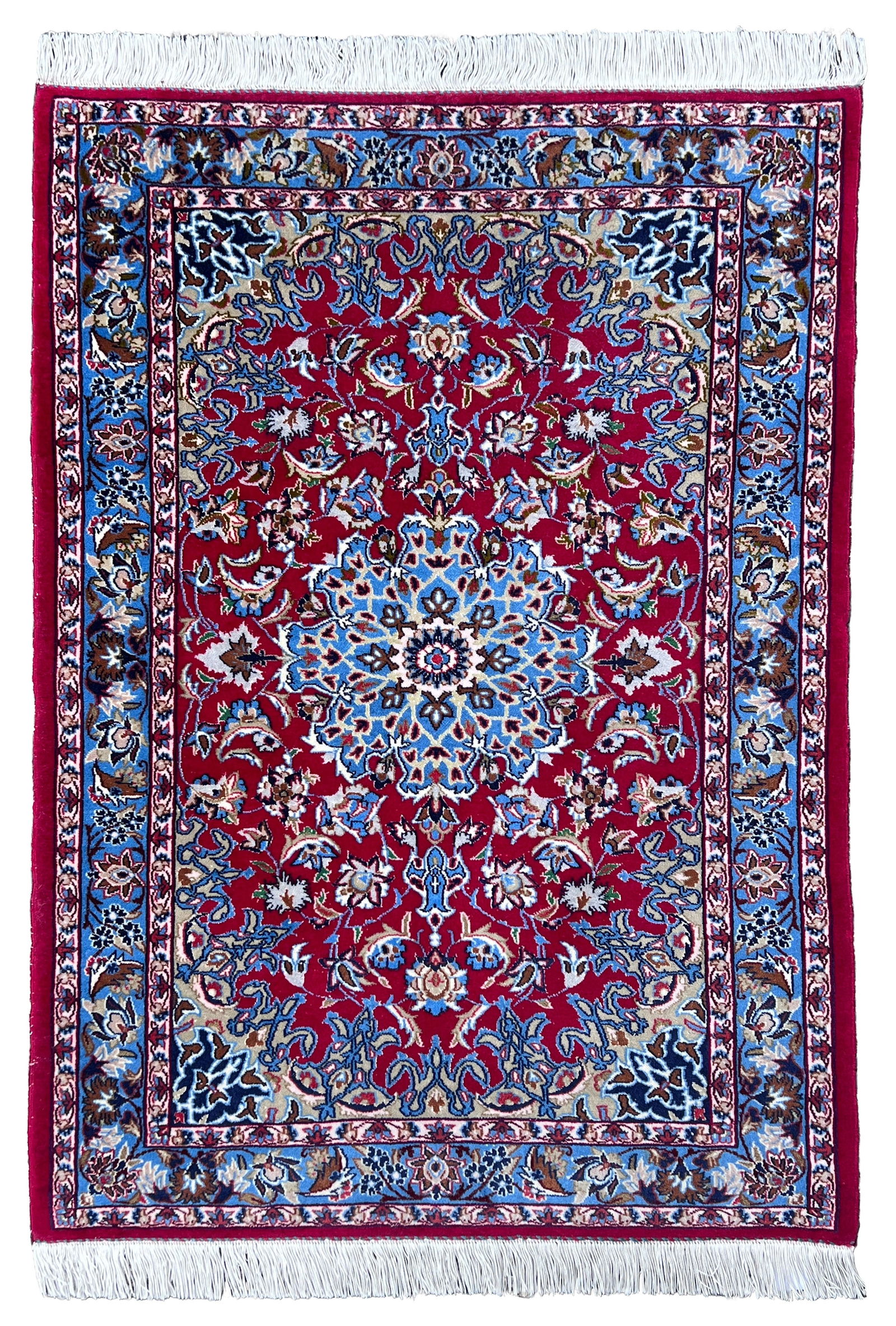 Isfahan. Orientteppich. Um 1990.: Circa 101 cm x 69 cm. Orientteppich. Iran. Perserteppich. Handgeknüpft. Korkwolle auf Seide. Zustand siehe Fotos. Kategorie: Teppiche und Textilien Approx. 101 cm x 69 cm. Oriental carpet. Iran.