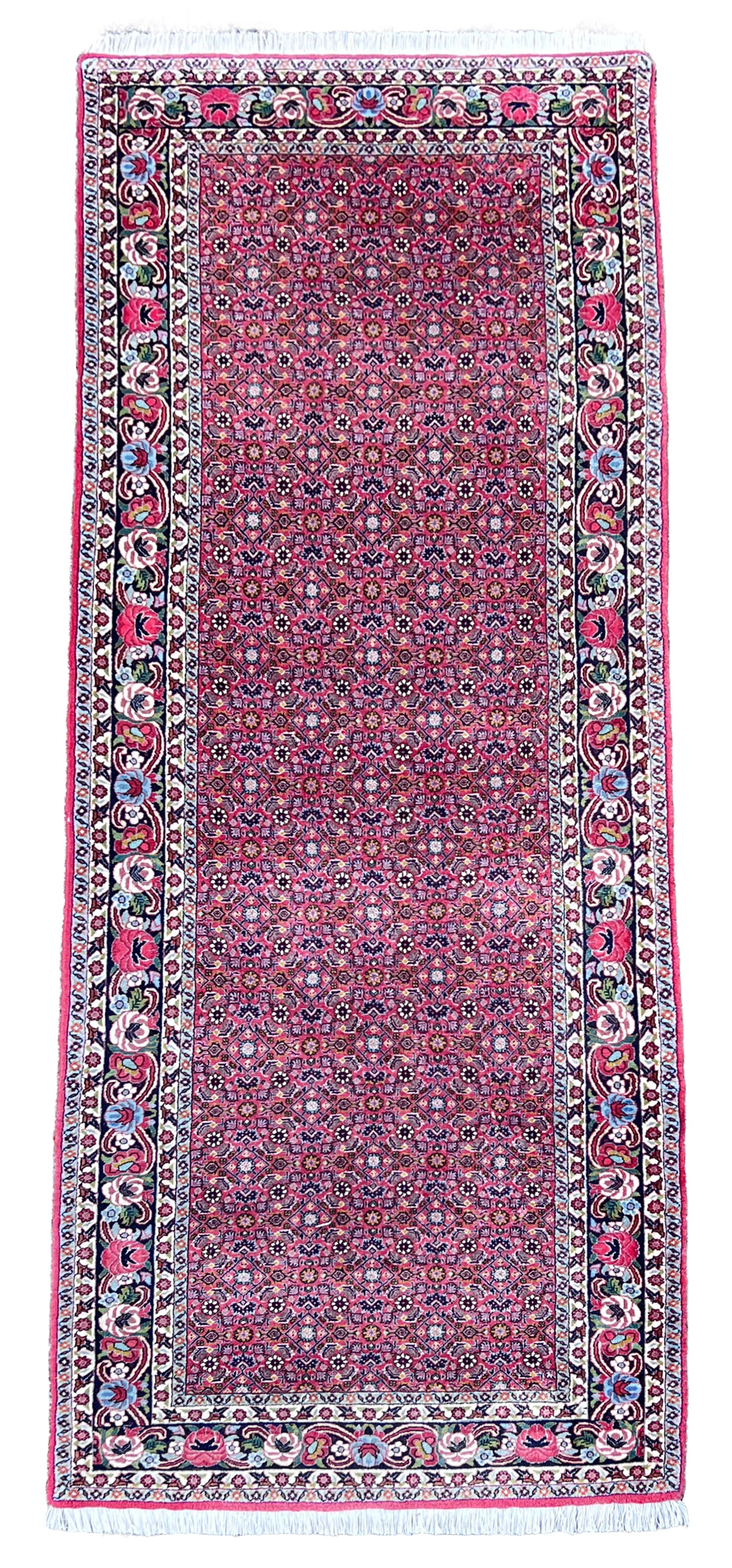 Bidjar. Galerie. Circa 292 cm x 97 cm. Um 1980.: Orientteppich. Iran. Perserteppich. Handgeknüpft. Korkwolle auf Baumwolle. Feine Knüpfung. Fachmännisch gereinigt. Guter Zustand in Anbetracht des Alters. Siehe Fotos. Kategorie: Teppic
