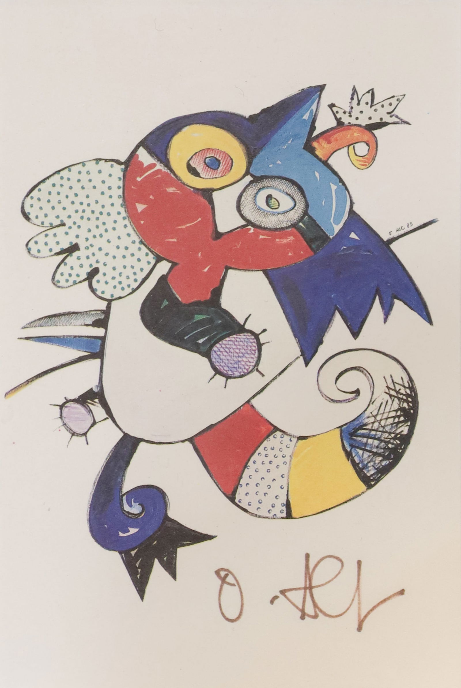 Otmar ALT (1940). "Opa Krauz" ('Grandpa Kautz'). 1985.: Circa 14,5 cm x 10 cm der Ausschnitt. Circa 31 cm x 26 cm mit Rahmen. Farblithographie. Kunstpostkarte. Unten rechts signiert. Rückseitig zugeschrieben und datiert "1985". Rahmen leicht besto