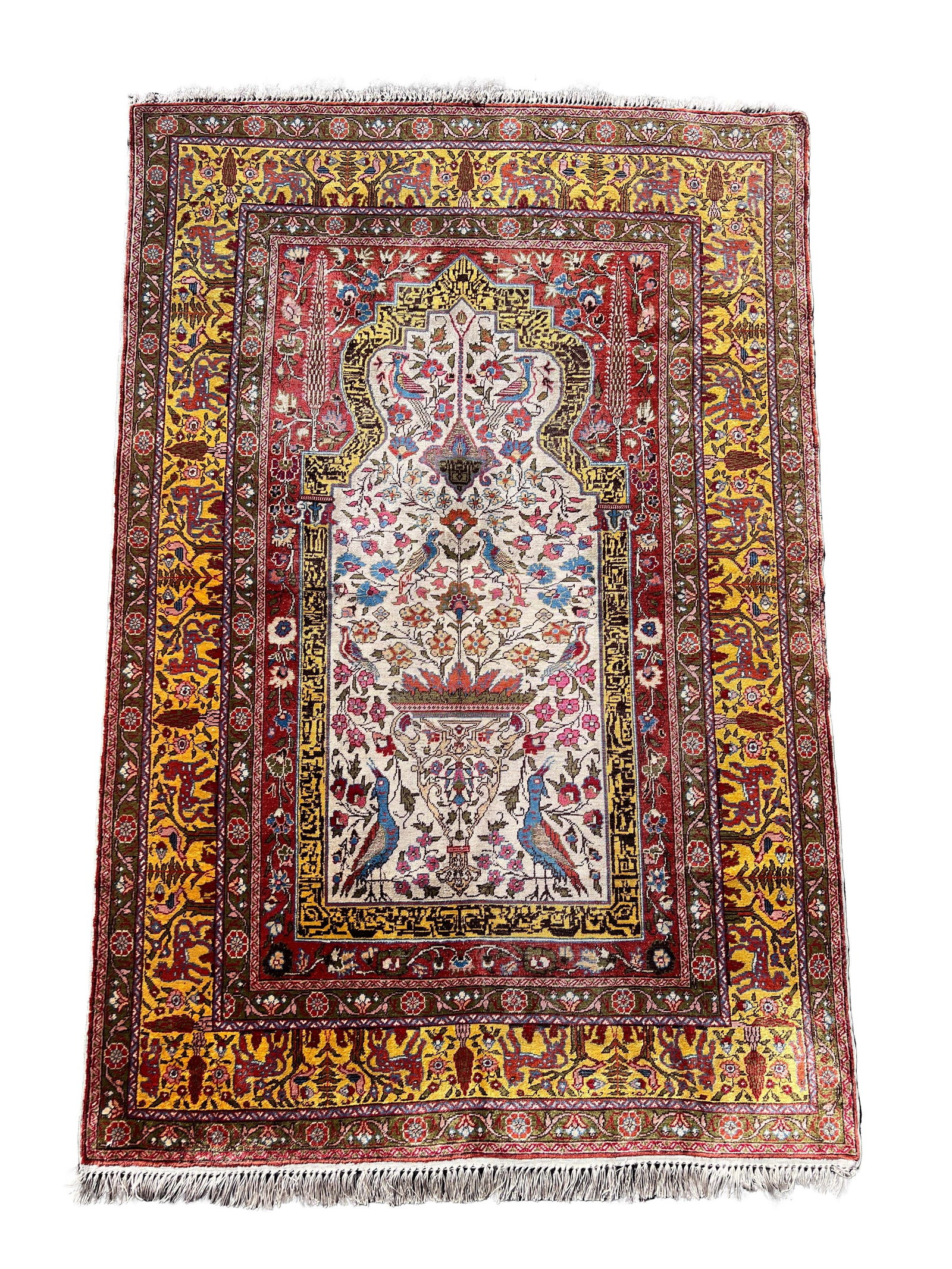Kayseri Silk. Turkey. Approx. 154 cm x 103 cm. Circa 1960.: Orientteppich. Handgeknüpft. Seide auf Seide. Minimale Gebrauchsspuren. Zustand siehe Fotos. Kategorie: Teppiche und Textilien Provenienz: Teppich kommt aus einer Geschäftsauflösung. Er