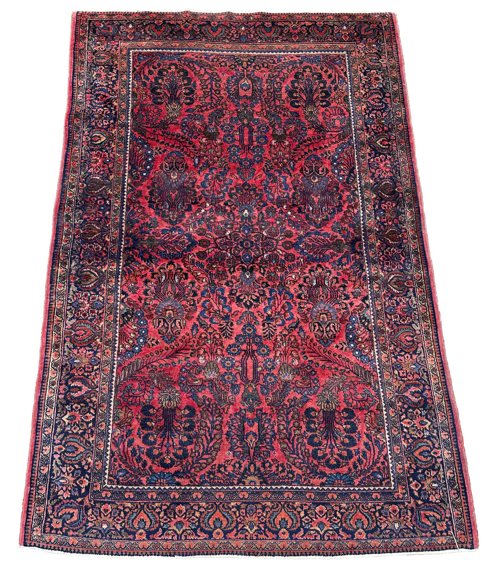 US reimport Sarough. Fine. Approx. 196 cm x 128 cm. Circa 1900: Oriental carpet. Iran. Persian carpet. Hand-knotted. Wool on cotton. Good condition considering its age. See photos. Category: Carpets and textiles
