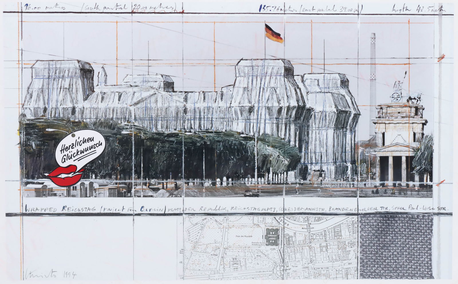 Christo und Jeanne-Claude (1935 - 2020 / 1935 - 2009). "Wrapped Reichstag". (1 of 9)