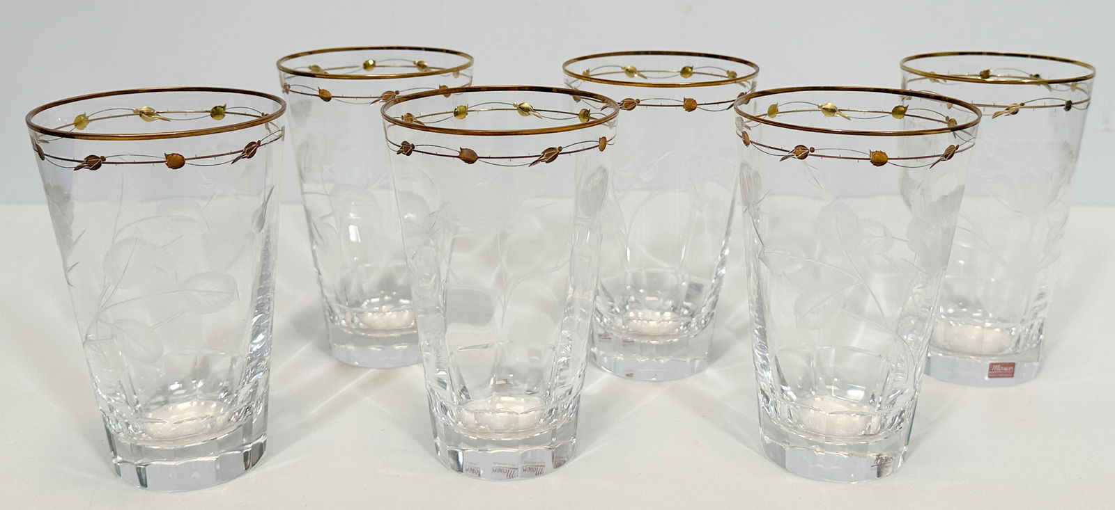 MOSER. 6 crystal glasses / water glasses. ‘Paula’. Rose cut. Karlsbad. (1 of 7)