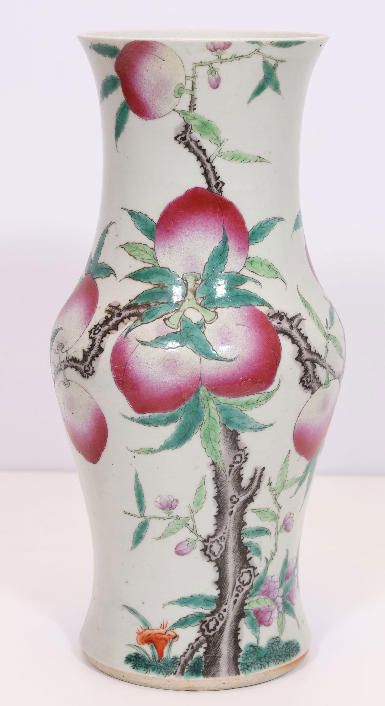 Vase ‘Nine Peaches for a Long Life’. Famille Rose. China. Circa 1900. (1 of 7)