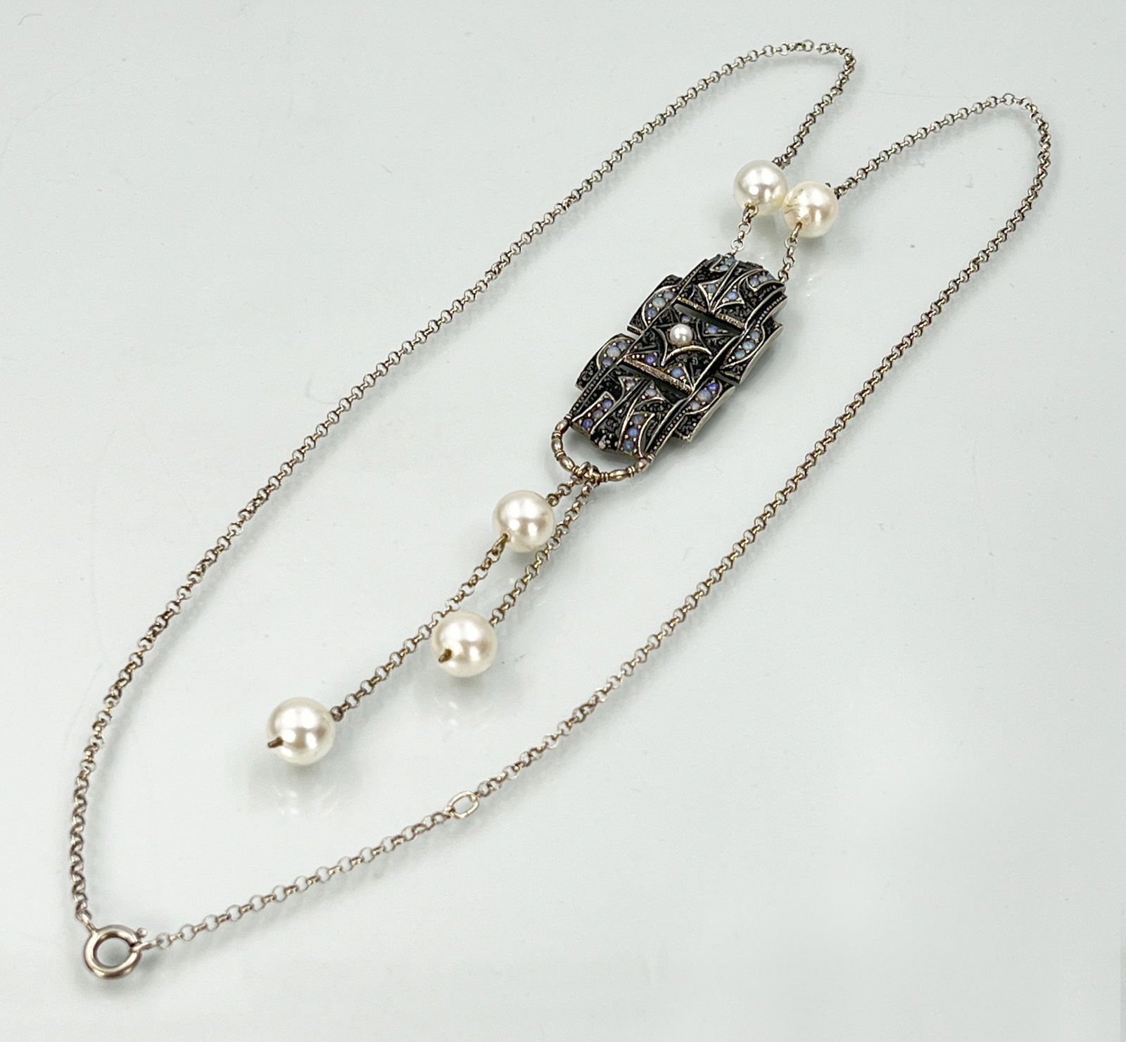 Pendant with chain. 925 silver with pearls. (1 of 10)