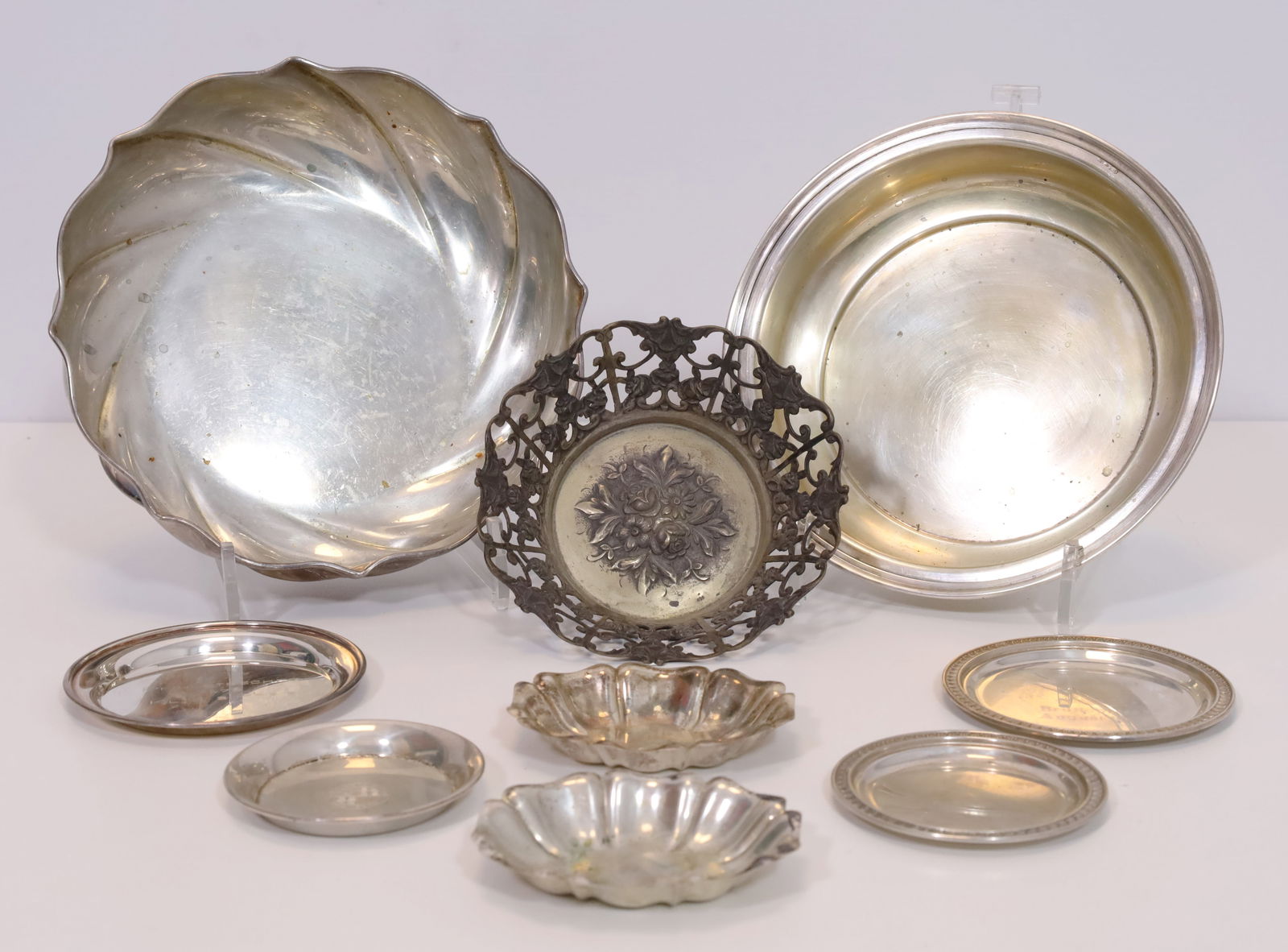 Set of 9 bowls. 800 and 925 silver. (1 of 10)